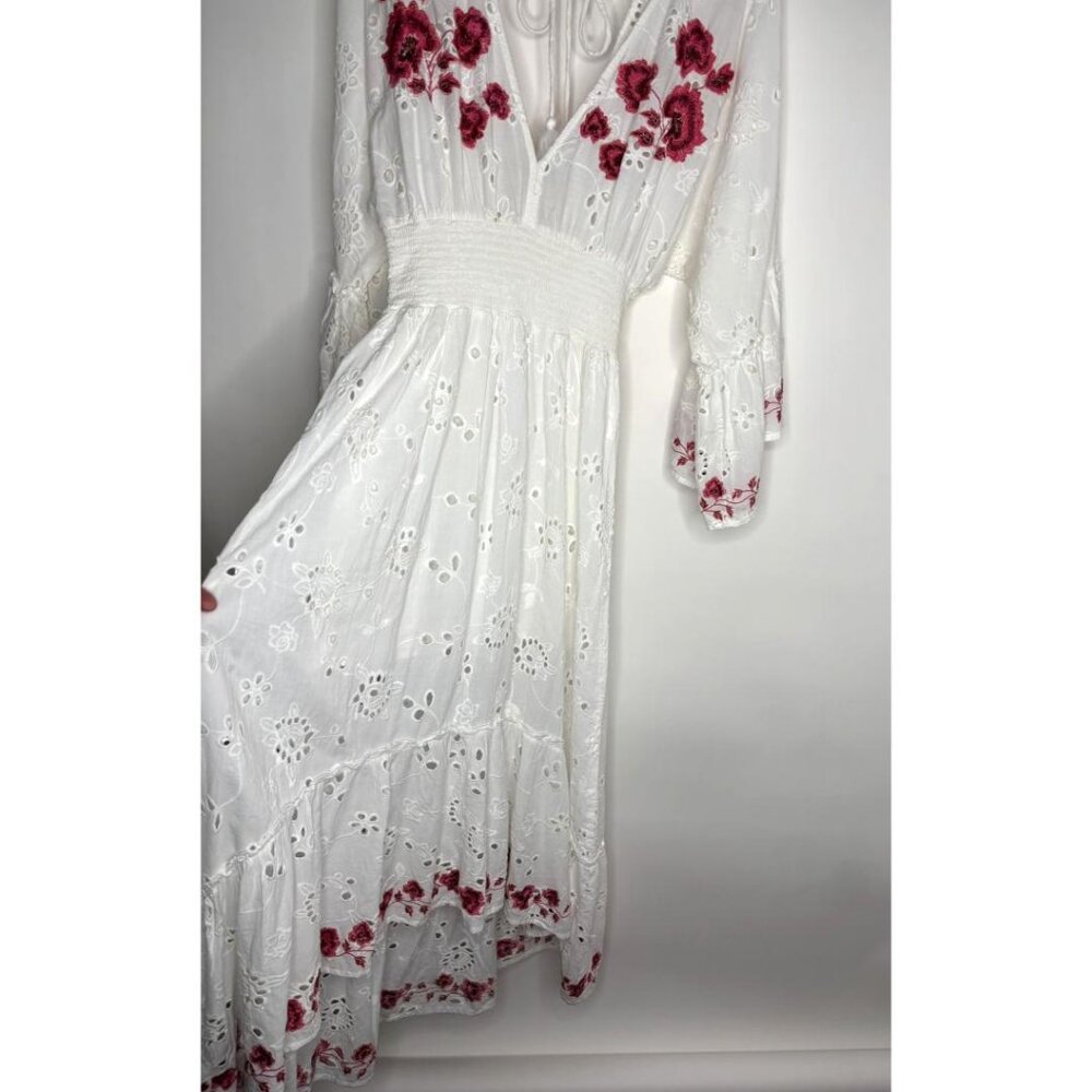 Anthropologie MISA Los Angeles Shadi Dress Medium Eyelet Embroidered Roses New - Picture 3 of 16